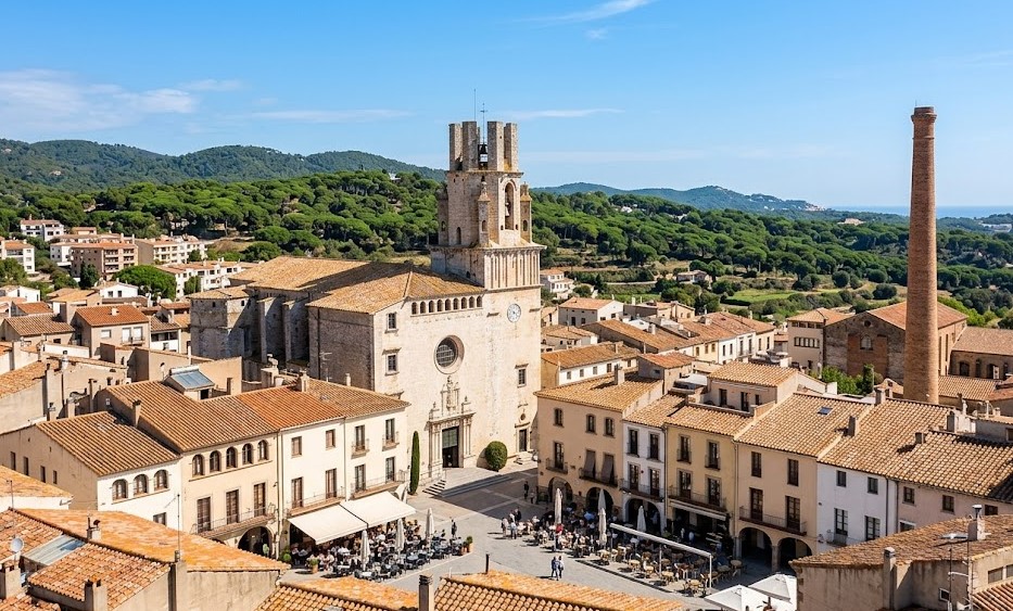 Vistas de Palafrugell, la Plaça Nova, la industria corchera y la Costa Brava en el Baix Empordà
